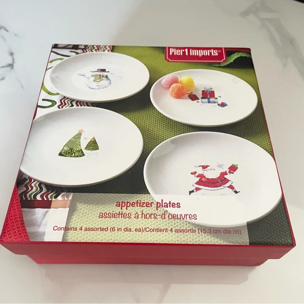 SET of 4 Holiday Appetizer Plates by Pier 1